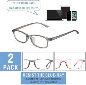 img 1 attached to 😎 2 Pack Small Face Blue Light Blocking Glasses for Women/Men - TR-90 Computer Gaming Eyewear, Anti Eyestrain Non Prescription