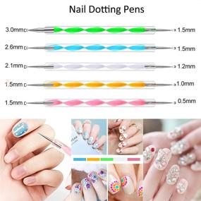 img 1 attached to 🎨 Complete Nail Art Brush Kit with Dotting Tools, Butterfly Stickers, Rhinestones, Foil Flakes, Glitter Sequins, Striping Tapes & Tweezer