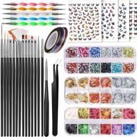 🎨 complete nail art brush kit with dotting tools, butterfly stickers, rhinestones, foil flakes, glitter sequins, striping tapes & tweezer logo