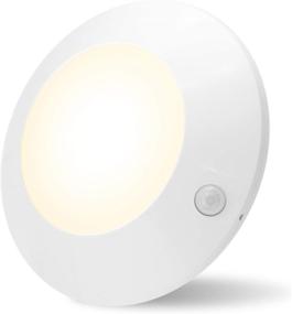 img 4 attached to HONWELL Motion Sensor Ceiling Light | Wireless Battery Powered LED Warm White Light for Indoor Spaces: Closets, Cabinets, Kitchen, Bathroom, Hallways, Stairs, Showers, Walls, Sheds (5 Inch)
