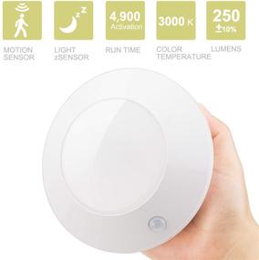 img 3 attached to HONWELL Motion Sensor Ceiling Light | Wireless Battery Powered LED Warm White Light for Indoor Spaces: Closets, Cabinets, Kitchen, Bathroom, Hallways, Stairs, Showers, Walls, Sheds (5 Inch)