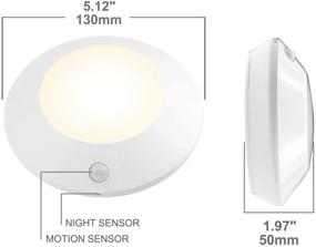 img 2 attached to HONWELL Motion Sensor Ceiling Light | Wireless Battery Powered LED Warm White Light for Indoor Spaces: Closets, Cabinets, Kitchen, Bathroom, Hallways, Stairs, Showers, Walls, Sheds (5 Inch)