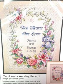 img 1 attached to 🎁 11"x14" Stamped Cross Stitch Kit - Two Hearts Wedding Record Dimensions