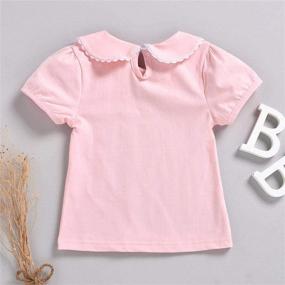 img 2 attached to 👚 MODNTOGA Детская рубашка с кукольным воротником для девочек - Базовая рубашка с длинным рукавом в 3 сплошных цветах.