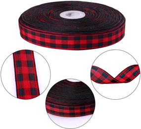 img 3 attached to 🎀 URATOT 50 Yards Red Black Plaid Ribbon Christmas Wrapping Gingham Crafting Decoration Ribbon, Floral Bows Craft