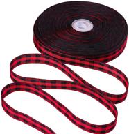 🎀 uratot 50 yards red black plaid ribbon christmas wrapping gingham crafting decoration ribbon, floral bows craft logo