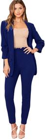 img 4 attached to 👩 SEO-Optimized: SheIn Women's 2-Piece Suit with Open Front Long Sleeves Blazer and Elastic Waist Solid Pant Set