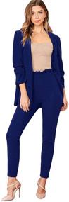 img 2 attached to 👩 SEO-Optimized: SheIn Women's 2-Piece Suit with Open Front Long Sleeves Blazer and Elastic Waist Solid Pant Set