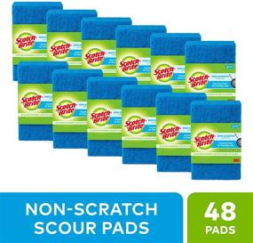 img 3 attached to 🧽 48 Count Non-Scratch Scour Pads, Assorted Blue - Scotch-Brite