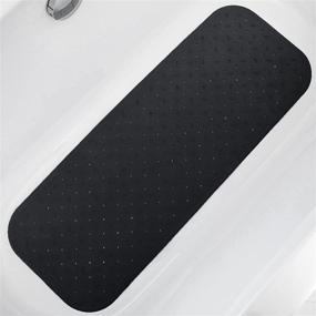 img 4 attached to 🛁 Extra Long Non-Slip Bathtub Mat - Duwenem Bath Tub and Shower Mat 38 x 14 Inch with Drain Holes and Suction Cups, Machine Washable TPE Bath Mat for Bathroom (Black)