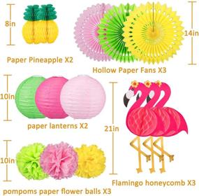 img 3 attached to Whaline 14PCS Flamingo Party Honeycomb Decoration Set: Vibrant Paper Fans, Pompoms, Flowers, Lanterns, Pineapples, and Flamingos - Perfect for Hawaii Summer Beach Luau, Party, Birthday, Wedding Decor