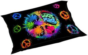 img 1 attached to KXRY Black Rainbow Hippie Psychedelic Duvet Cover Set: Love, Peace Sign & Colorful Floral Bedding for Girls & Teens - King Size (1 Duvet Cover + 2 Pillow Shams)