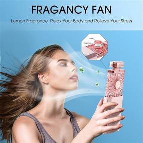 img 2 attached to 💨 LIGHTDESIRE Portable Handheld Fan with Fragrance: USB Mini Hand Fan for Travel, Camping, Office, School - 3 Speed Modes, Rechargeable Lash Fan - Perfect Gift for Women and Girls (Pink)