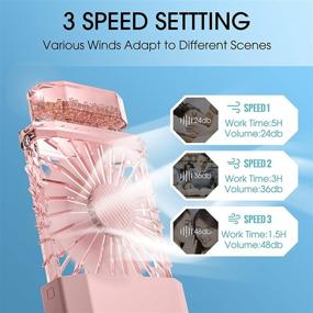 img 3 attached to 💨 LIGHTDESIRE Portable Handheld Fan with Fragrance: USB Mini Hand Fan for Travel, Camping, Office, School - 3 Speed Modes, Rechargeable Lash Fan - Perfect Gift for Women and Girls (Pink)