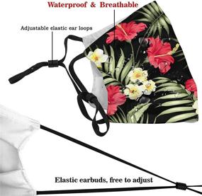 img 1 attached to Women's Green Palm Leaf Face Mask - Washable Reusable Men's Mouth Cover (3pcs) Dust Proof Adjustable Comfortable Breathable Floral Tropical Cloth Masks with 10 Filters