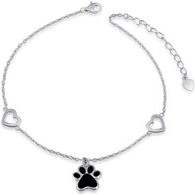 img 4 attached to 🐾 FREECO S925 Sterling Silver Anklet: Adjustable Cute Paw Print Foot Bracelet for Women & Girls - Dog Pet Paw Print Jewelry