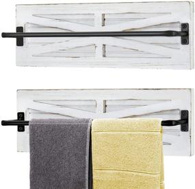 img 4 attached to 🛀 Rustic Farmhouse Towel Racks - Wall Mounted Bathroom & Kitchen Storage Organizer