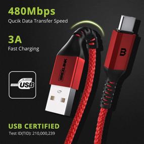 img 3 attached to 🔌 BrexLink USB C Fast Charging Cable (3A) 6.6ft/2 Pack - Red Nylon Braided Charger for Samsung Galaxy, Pixel, LG, Nintendo Switch