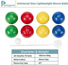 img 2 attached to Pointyard 100mm Bocce Ball Set: Regulation Size with 8 PE Bocce Balls, Carrying Bag, and 🎾 Measuring Tape – Outdoor Family Bocce Game for Backyard, Lawn, and Beach in Red, Blue, Green, and Yellow
