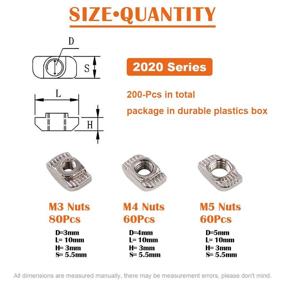 img 3 attached to Rustark 200Pcs European Aluminum Extrusions T-Nut Assortment Kit for 20 Series Aluminum Profile - Nickel Plated Carbon Steel