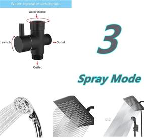 img 3 attached to High Pressure 8'' Rainfall Stainless Steel Shower Head/Handheld Shower Combo with ON/OFF Pause Switch, Hose, and Adhesive Holder - Square Matte Black