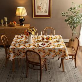 img 2 attached to 🌻 Joyfol Day Sunflower Tablecloth: Waterproof and Stylish Cover for Outdoor and Indoor Use