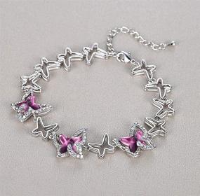 img 3 attached to 💎 GEMMANCE Premium Birthstone Crystal Butterfly Link Charm Bracelet, Silver-Tone, 7”+2” Chain