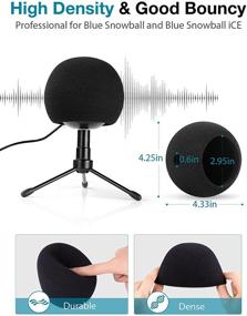 img 3 attached to Стойка для микрофона InnoGear с регулируемой высотой для Blue Snowball и Blue Snowball iCE - подвесное плечо-ножницы-макроскопическое крепление с микрофонным ветрозащитным экраном и двухслойным микрофонным фильтром - Средний, максимальная нагрузка: 1.5 кг.