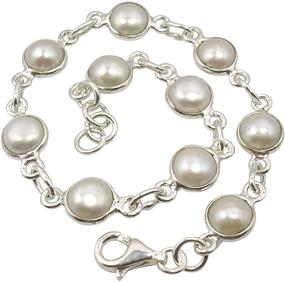 img 2 attached to Discover Elegance: SilverStarJewel Solid Sterling Silver Pear Shape Pearl June Birthstone Bracelet 7.8 Grams - Special Second Christmas Sales!