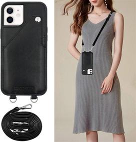 img 3 attached to 📱 Luckycoin Vintage Genuine Leather Card Holder Wallet Case with Crossbody Phone Strap for iPhone 12 Mini - Detachable & Adjustable - Compatible with 2020 New 5.4 inch iPhone Mini - Black