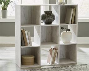 img 3 attached to Stylish Whitewash 9 Cube Storage Organizer or Bookcase by Signature Design - Ashley Paxberry Collection