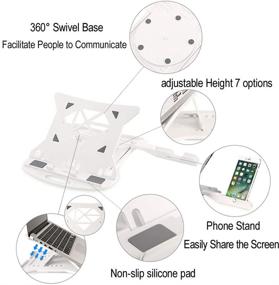 img 2 attached to 🔀 Enhanced COOSKIN Swivel Laptop Stand with Adjustable Height and Phone Holder - Upgrade in White