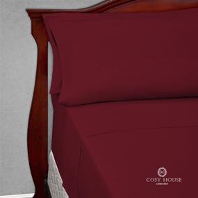 img 3 attached to ❤️ Cosy House Collection Premium Bamboo Sheets: Ultra Soft, Cool Bedding Set - Twin, Burgundy