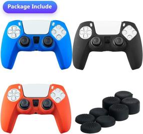 img 3 attached to Sony PS5 Playstation 5 Controller Silicone Skin Cover - 3 Pack Anti-Slip Protector Case with 8 Thumb Grips (Black Blue Red)