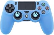 🎮 ps4 controller skin - brhe anti-slip grip silicone cover protector case for ps4 slim/pro gamepad controller with 2 cat paw thumb grip caps (blue) логотип