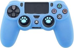 img 4 attached to 🎮 PS4 Controller Skin - BRHE Anti-Slip Grip Silicone Cover Protector Case for PS4 Slim/Pro Gamepad Controller with 2 Cat Paw Thumb Grip Caps (Blue)