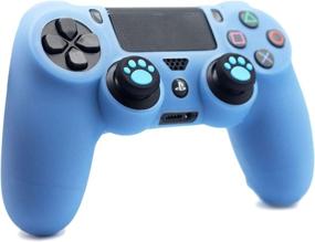 img 2 attached to 🎮 PS4 Controller Skin - BRHE Anti-Slip Grip Silicone Cover Protector Case for PS4 Slim/Pro Gamepad Controller with 2 Cat Paw Thumb Grip Caps (Blue)