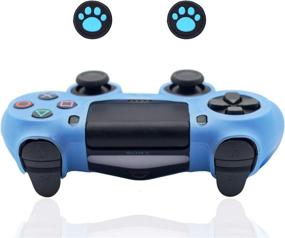 img 1 attached to 🎮 PS4 Controller Skin - BRHE Anti-Slip Grip Silicone Cover Protector Case for PS4 Slim/Pro Gamepad Controller with 2 Cat Paw Thumb Grip Caps (Blue)