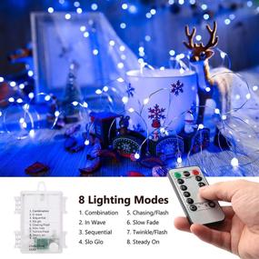 img 3 attached to 🎄 BrizLabs Blue Christmas Lights - 2 Pack, 17.48ft 50 LED Fairy String Lights with Remote Control, 8 Modes of Blue Twinkle Lights - Battery Operated Waterproof Starry Lights for DIY Christmas Tree Decor, Parties, and Home Decoration