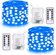 🎄 brizlabs blue christmas lights - 2 pack, 17.48ft 50 led fairy string lights with remote control, 8 modes of blue twinkle lights - battery operated waterproof starry lights for diy christmas tree decor, parties, and home decoration логотип