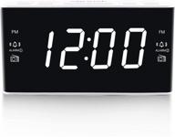 ⏰ digital am/fm alarm clock radio for bedrooms with 1.6 inch white led display, dimmer, dual alarm, snooze, sleep timer (white) logo