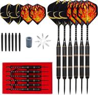 🎯 builog professional steel tip darts set - ultimate dart kit with brass barrels, flights, shafts, protectors, sharpener, and case (black & fire red) логотип