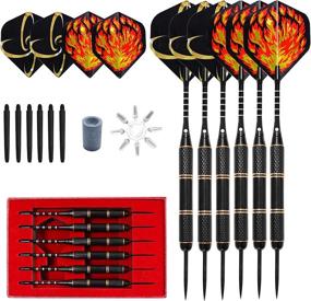 img 4 attached to 🎯 BUILOG Professional Steel Tip Darts Set - Ultimate Dart Kit with Brass Barrels, Flights, Shafts, Protectors, Sharpener, and Case (Black & Fire Red)