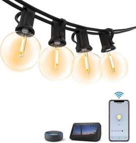 img 4 attached to Dimmable LED Outdoor String Lights 50FT with 25+1 Shatterproof G40 Bulbs - App & Bluetooth Controlled Smart Patio Lights Compatible with Alexa & Google Assistant - 2.4GHz Wi-Fi Only