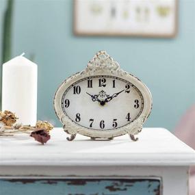 img 3 attached to 🕰️ Vintage Rustic NIKKY HOME Table Clock: Distressed White Battery-Operated Décor for Mantel, Shelf, Desktop, Countertop