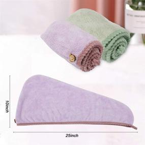 img 1 attached to LEARJA Rapid Dry Microfiber Hair Towel Set - Quick Drying Towels for Women & Girls, Hair Towel Wrap for Curly, Long & Thick Hair (Green & Purple)