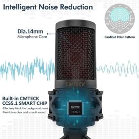 img 3 attached to 🎙️ CMTECK XM550 USB Cardioid Microphone for Computer - Ideal for Skype, Zoom, Recording, Gaming, Dictation - Desktop Mic with Tap-to-Mute Sensor, LED Indicator - Compatible with PC, Laptop, Mac