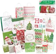 🎁 bundle of 24 assorted sizes white kraft christmas gift bags with 60-count christmas gift tags - bulk set including 6 xl, 6 large, 6 medium, and 6 small bags logo