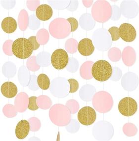 img 4 attached to 🎉 RUBFAC 65ft Paper Garland Pink White Glitter Gold Circle Dots: Stunning Hanging Decorations for Parties, Weddings, and Classrooms!