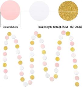 img 3 attached to 🎉 RUBFAC 65ft Paper Garland Pink White Glitter Gold Circle Dots: Stunning Hanging Decorations for Parties, Weddings, and Classrooms!